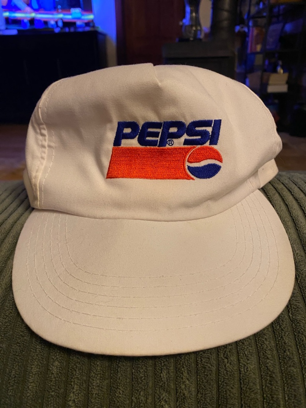 Vintage Pepsi White Cap with Blue and Red Embroidered Logo